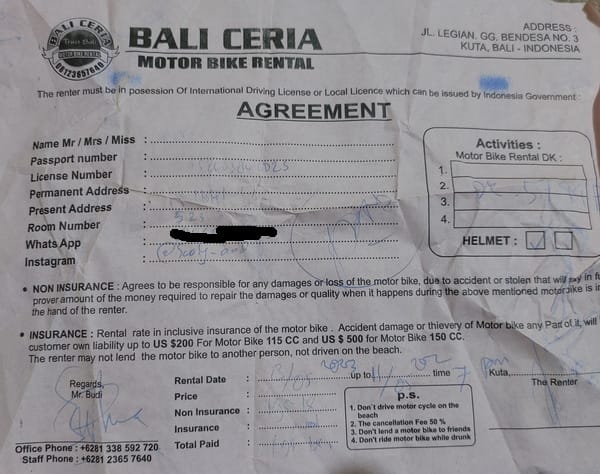 rental motor di kuta bali